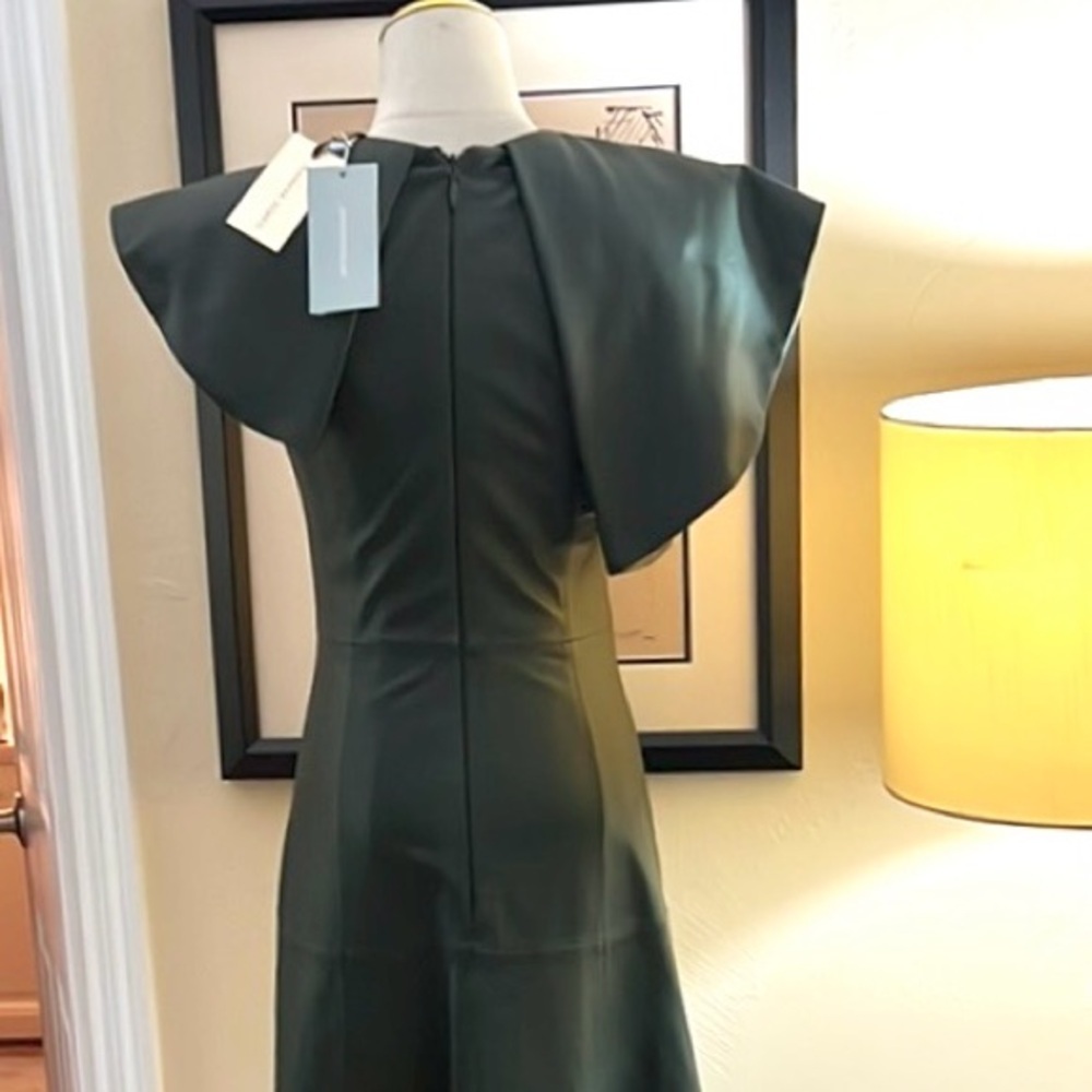 NWT,STATEMENT PIECE,Jennifer Sumko Emi Leather Dress,Rich Green,(MSRP$459),Size0 - Picture 7 of 8
